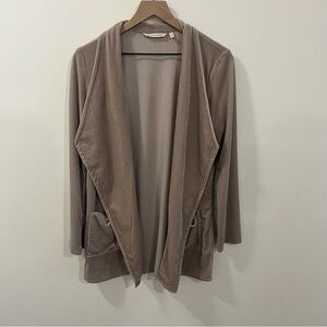 Soft Surroundings Velvet Open Front Cardigan Sand Colored Small